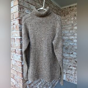 Handknit Heathered Brown Turtleneck Sweater